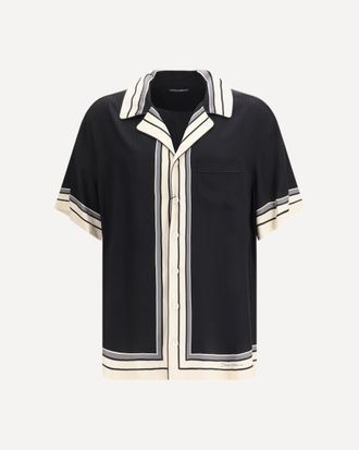 Dolce & Gabbana Hawaii Shirt with logo and striped print Male 40