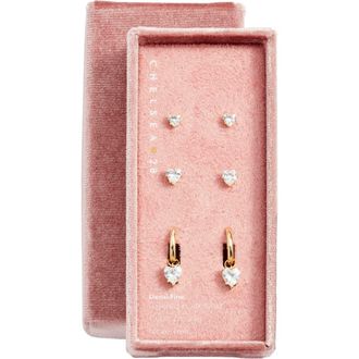 Chelsea28 3-Pack Cubic Zirconia Earrings in Clear- Gold at Nordstrom