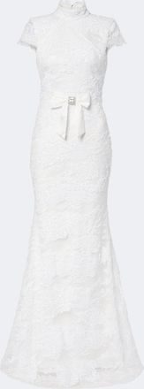 Rebecca Vallance Medici embellished lace open-back gown