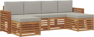 vidaXL Conjunto De Sof&aacute;s De Exterior 6 Uds. Natural Y Gris Claro Vidaxl