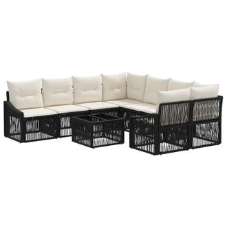 vidaXL Conjunto De Sof&aacute;s De Jard&iacute;n 9 Uds. Negro Rat&aacute;n Sint&eacute;tico Vidaxl