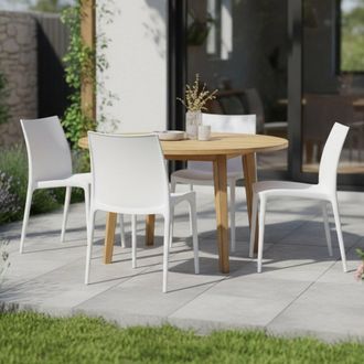 Dmora Silla De Exterior Grover, 4 Sillas, Apilable Made In Italy, Soporta 120 Kg, Blanco