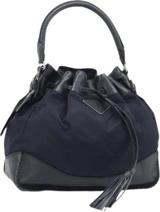Prada Pre-owned Vintage Nylon Bucket Bag - Dames - Vintage Tas - Zwart - ONE Size - Nylon - Vintage