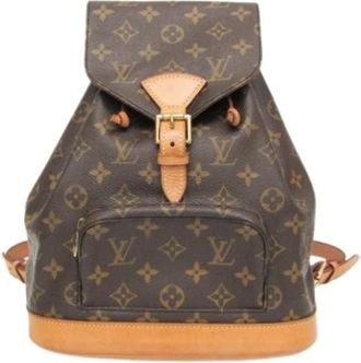 Louis Vuitton Pre-owned Montsouris MM - Dames - Vintage Rugzakken - Bruin - ONE Size - Leer - Vintage