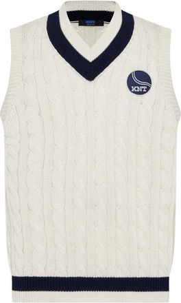 Kiton Truien & Vesten, Heren, Wit, XL, Katoen, Gevlochten Katoenen Trui Vest