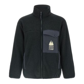 Maison Kitsun&eacute; Jassen, Heren, Blauw, L, Polyester, Casual Fleece Jacket