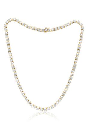 Diana M. Jewels 14kt yellow gold round lab grown diamond tennis necklace weighing 26.43 cts tw