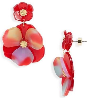 Nordstrom Pansy Drop Earrings in Red Multi- Gold at Nordstrom