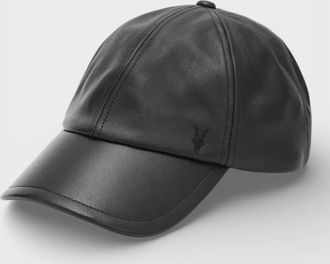 AllSaints Allsaints Mens All Sants Ramskull Leather Baseball Cap Black - Size: ONE size
