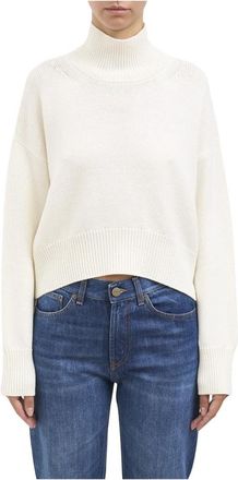 Dondup Maglia Slim-fit Collo Alto - Dames - Coltruien - Wit - S - Wol - Truien & Vesten