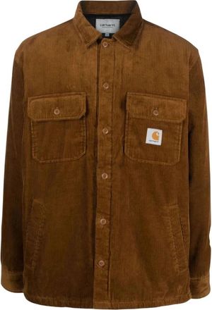 Carhartt Work in Progress Logo-patch Knopenhemd - Heren - Casual Overhemden - Bruin - L - Katoen - Overhemden