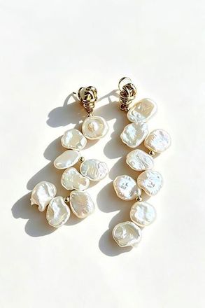 Classicharms Gemma Petal Pearl Drop Earrings in Gold at Nordstrom
