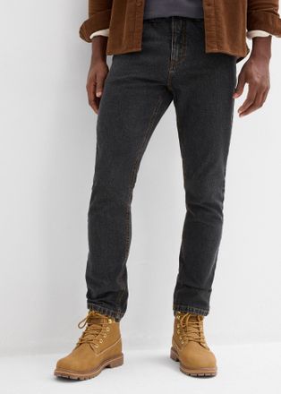 Bonprix Gerade Jeans BONPRIX, Herren, Gr. 52, N-Gr, schwarz denim (l&auml;nge: regul&auml;r), Denim/Jeans, Obermaterial: 99% Baumwolle, 1% Elasthan, Abriebeffekte, unif