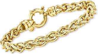 Ross-Simons Italian 18kt Gold Over Sterling Round Wheat-Chain Bracelet