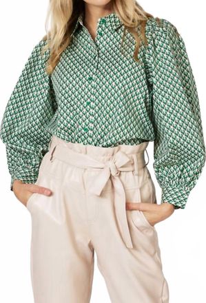 Esqualo Whitney Print Blouse In Green