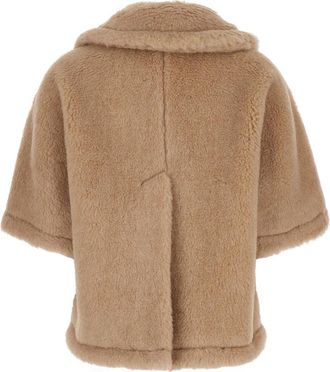 Max Mara Womens Cloak Corvino Beige Faux Fur Alpaca Coat