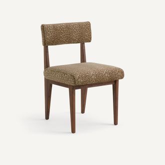 AM.PM Notenhouten stoel, bekleding met kattenprint, Izag