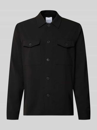 Lindbergh Lindbergh Relaxed Fit Hemdjacke mit Brusttaschen in Black, Gr&ouml;&szlig;e XXXL