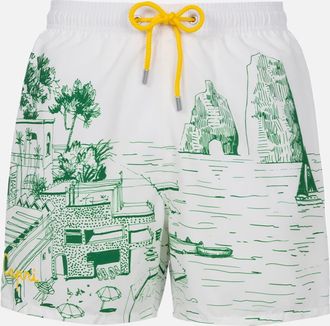 MC2 Saint Barth Man Mid-length Gustavia Swim-shorts With Capri Placed Print