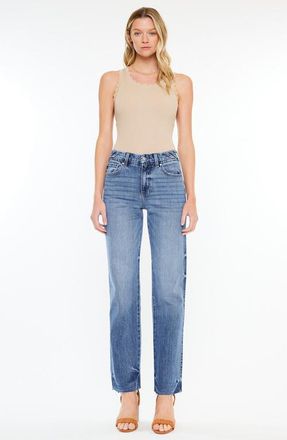 Kancan Melody High Rise True Straight Jeans in Medium Wash at Nordstrom, Size 31