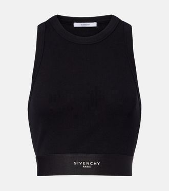 Givenchy Logo ribbed-knit cropped cotton tank top