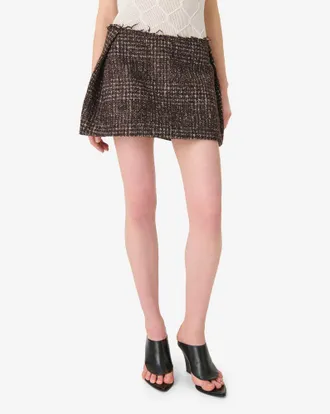 Iro Textured Tweed Skirt - Brown