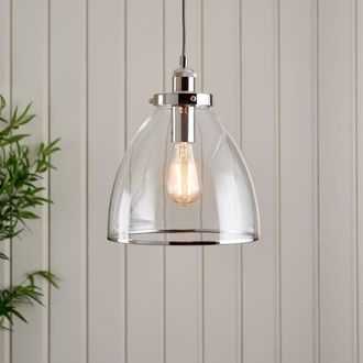Pagazzi Brunswick Polished Nickel Ceiling Pendant in Clear