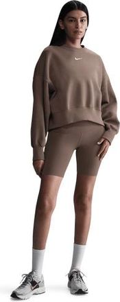 Nike Womens NSW Style Fleece Crew OOS - Mink Brown Size L