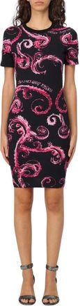 Versace Jeans Couture Dames, Jurken, Zwart, Maat: XS Leer