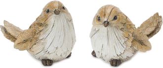 Melrose International Set Of 2 Carved Leaf Bird Figurine