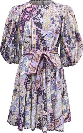 Zimmermann Celestial Floral-Print Mini Dress in Multicolor Linen