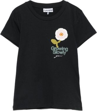 Ganni Black Graphics Crew Neck T-Shirt