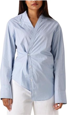 R&oacute;he Overhemden, Dames, Blauw, L, Overlap Gestreepte Overhemd