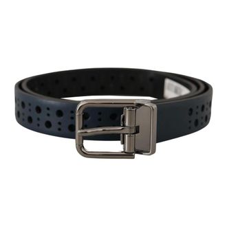 Dolce & Gabbana Belts, male, Blue, ONE SIZE, Blue Leather Belt with Perforations