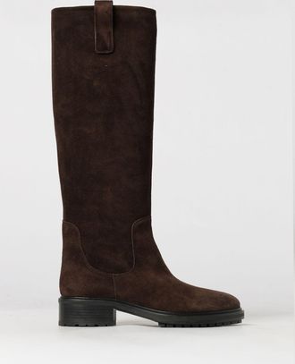 Aeyde Henry Knee-High Suede Boots with a Round Toe and Notched Sole