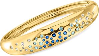 Ross-Simons 14kt Yellow Gold-Plated Bangle Bracelet With Simulated Tonal-Blue and White Gemstones