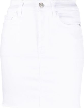 Frame Denim raw-hem denim miniskirt - women - Cotton/Lyocell/Recycled Cotton/Recycled Polyester/Elastane - 0 - White