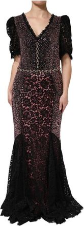 Dolce & Gabbana Prachtige versierde zeemeermin japon - Dames - Avondkleed - Veelkleurig - 2XL - Katoen - Kleedjes