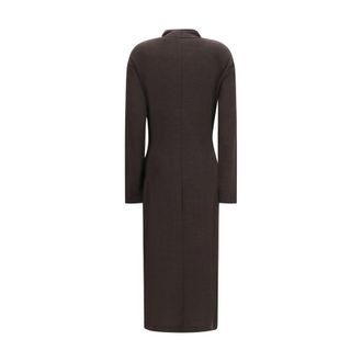 Brunello Cucinelli Merino Wool Draped Dress - Brown