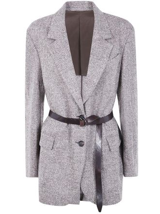 Brunello Cucinelli Belted Single Breasted Jacket Clothing