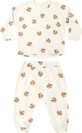 Rylee + Cru Ball Print Long Sleeve Shirt & Pants Set in Ivory at Nordstrom, Size 18-24M