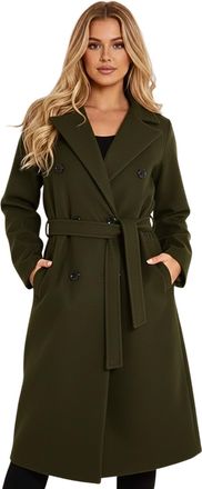 Janisramone Long Trench Coats for Women, Elegant Front 6 Buttons with Side Pockets Ladies Jackets, Warm Lapel Collared Long Sleeve Winter Coats for Women UK for D