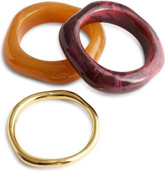 Madewell Set of 3 Sculptural Resin Bangle Bracelets in Dusty Claret at Nordstrom