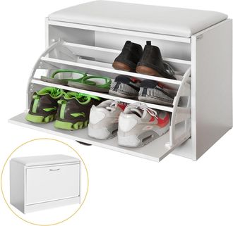 SoBuy Banco Zapatero, Taburete, Puff Caja, Banco, Estanter&iacute;a Para Zapatos, Chifonier Blanco Fsr16-w Sobuy Es