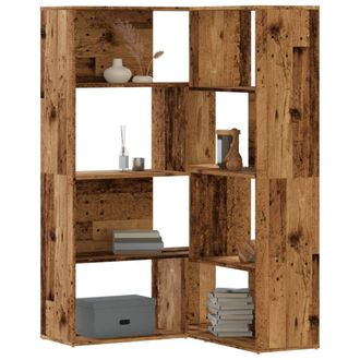 Berkfield Home Corner Bookcase 4-Tier Old Wood 85x85x140 cm Engineered Wood in Brown | Size: 85 x 85 x 140 cm