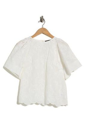 T Tahari Allover Eyelet Top in White at Nordstrom Rack, Size X-Small