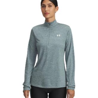 Under Armour Womens Tech Twist Quarter Zip, Jasper Blue/White, XL