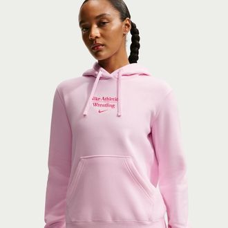 Nike Womens Wrestling Pullover Hoodie in Pink | APS550NAWR-PNF