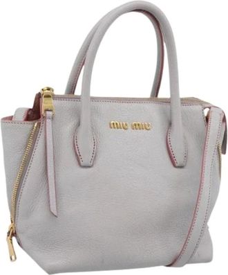 Miu Miu Pre-owned Handtas - Dames - Pre-owned - Grijs - Maat: ONE Size Leer