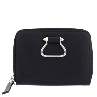 Roberto Cavalli Black Zip-Around Leather Wallet with Logo Plaque